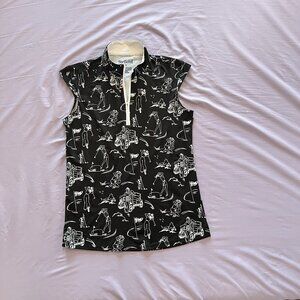 SAN SOLEIL Golf Sleeveless Top, Black/White, UV 50, 1/4 Zip, Sz S